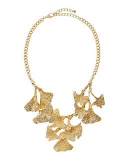 Satin Golden Leaf Bib Necklace