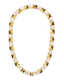18k Gold Plated Square Crystal Pyramid Necklace
