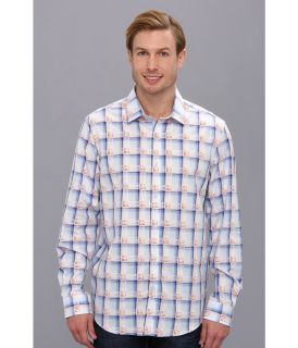 Report Collection L/S Fancy Jacquard Mens Long Sleeve Button Up (Blue)