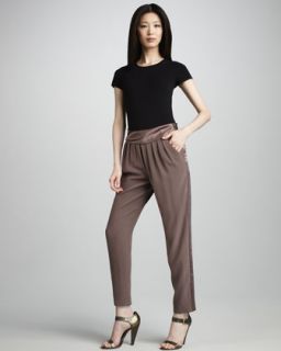 Contrast Stripe Silk Pants