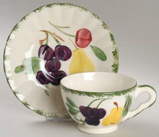 Blue Ridge Southern Pottery Fruit Fantasy Footed Cup & Saucer Set, Fine China Di