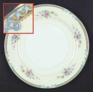 Noritake Avon Dinner Plate, Fine China Dinnerware   Blue Scrolls, Floral, Cream