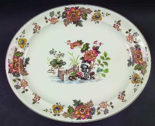 Wedgwood Eastern Flowers 16 Oval Serving Platter, Fine China Dinnerware   Orien