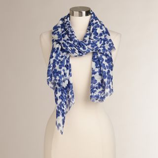 Blue and White Floral Scarf   World Market