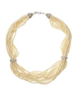 Simulated Pearl Multi Strand Necklace