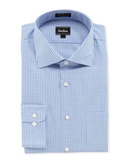 Non Iron Classic Fit Small Check Dress Shirt, Blue