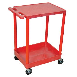 Luxor Tub Cart   (2) 24Wx18D Shelves   Red   Red  (RDSTC21RD)