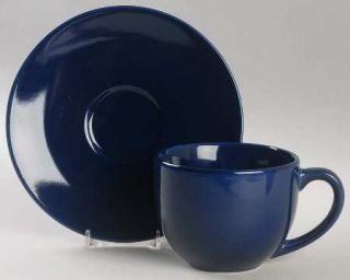  Chateau Blue Flat Cup & Saucer Set, Fine China Dinnerware   All Blue,St