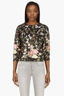 Roseanna Black Neoprene Floral Print Sweater