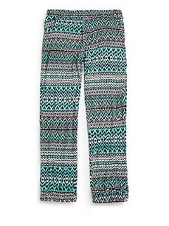Girls Tribal Print Knit Pants   Mint
