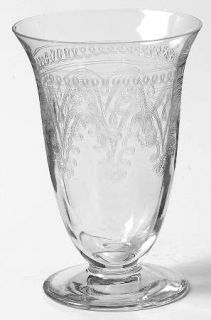 Unknown Crystal Unk4332 5 Oz Footed Tumbler   Etched Geometric On Bowl, Wafer St
