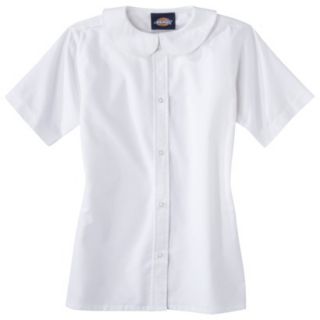 Dickies Girls School Uniform Short Sleeve Peter Pan Blouse   White M