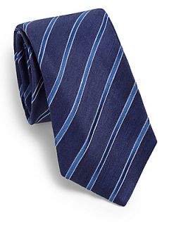 ISAIA Striped Tie   Medium Blue