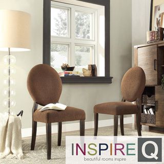 Inspire Q Zoey Chocolate Chenille Round Back Side Chairs (set Of 2)