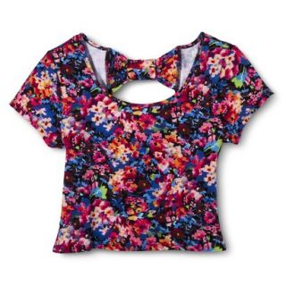 Xhilaration Juniors Bow Back Cropped Tee   Scattered Floral XS(1)