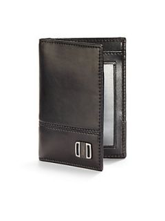 Salvatore Ferragamo Pierce Leather Bifold Credit Card Case   Black