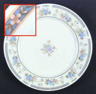 Sango Barclay Dinner Plate, Fine China Dinnerware   Blue Panels,Blue/Tan Floral