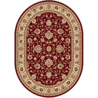 Rhythm 105140 Red Traditional Area Rug (5 3 X 7 3 Oval) (RedSecondary Colors Beige, black, greenShape OvalTip We recommend the use of a non skid pad to keep the rug in place on smooth surfaces.All rug sizes are approximate. Due to the difference of mon