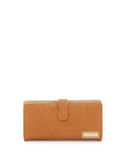 Shine On Pebbled Faux Leather Zip Wallet, Tan