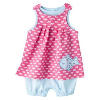 Just One YouMade by Carters Newborn Girls Romper Set   Pink/Turquoise 3 M