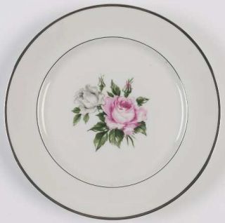 Royal Jackson Margaret Rose Salad Plate, Fine China Dinnerware   Pink & White Ro