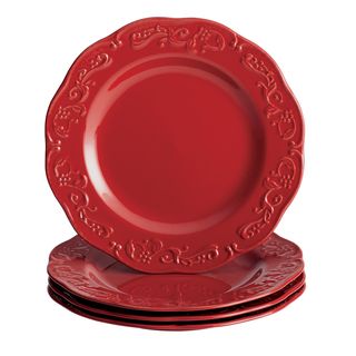 Paula Deen Signature Dinnerware Red Spiceberry Dinner Plates (set Of 4) (RedMaterials StonewareCare instructions Dishwasher safeService for Four (4) peopleGreat for casual meals or special occasionsMicrowave and dishwasher safeSet includes Four (4) di
