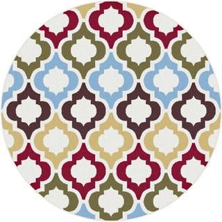 Metro 1025 Multicolored Contemporary Area Rug (710 Round) (MultiSecondary Colors Red, brown, white, green, yellow, bluePattern Moroccan tileTip We recommend the use of a non skid pad to keep the rug in place on smooth surfaces.All rug sizes are approxi